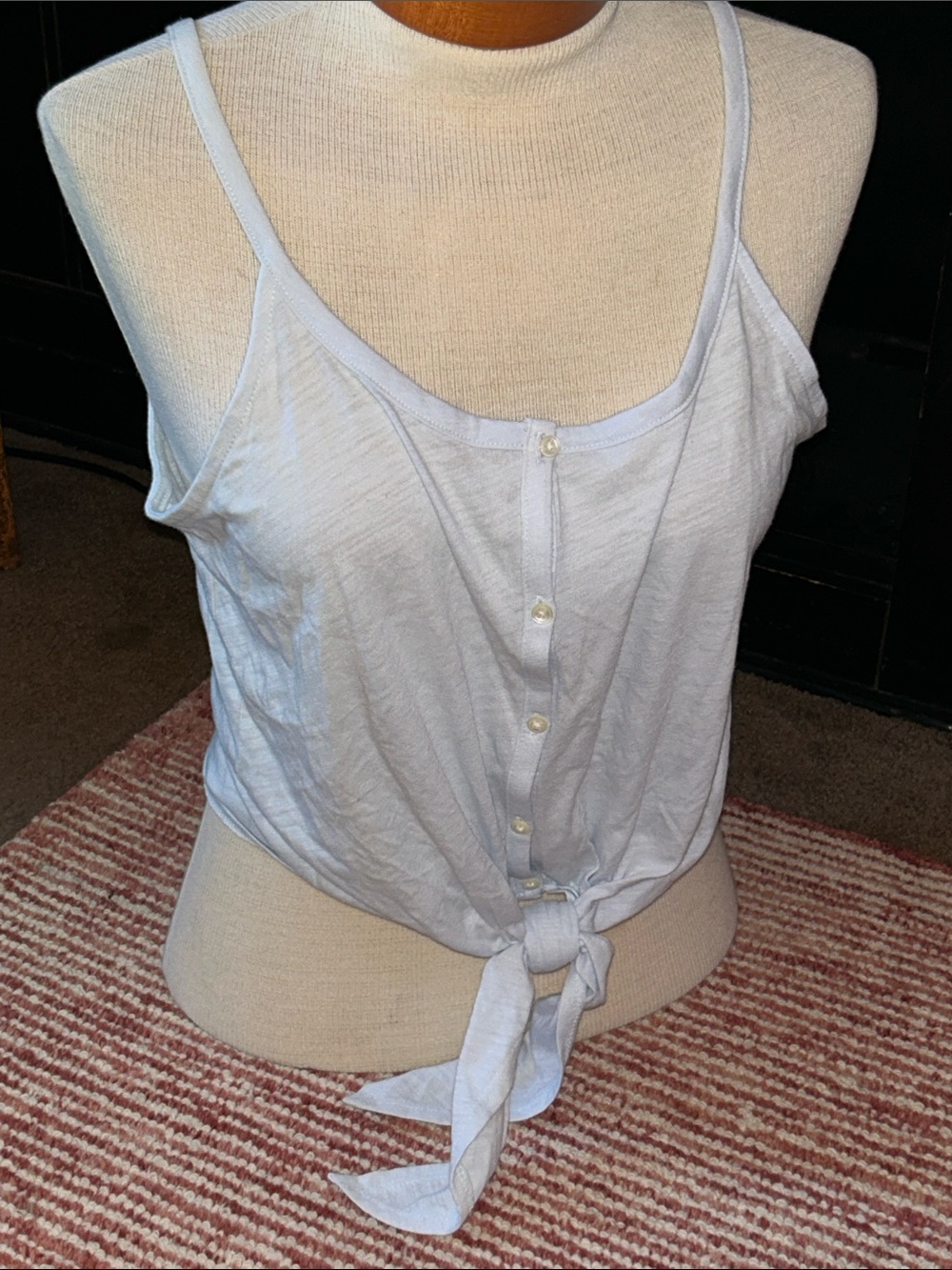 LOFT White Tie-Front Button Tank